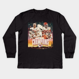 Kansas City Chiefs Champions LVII Kids Long Sleeve T-Shirt